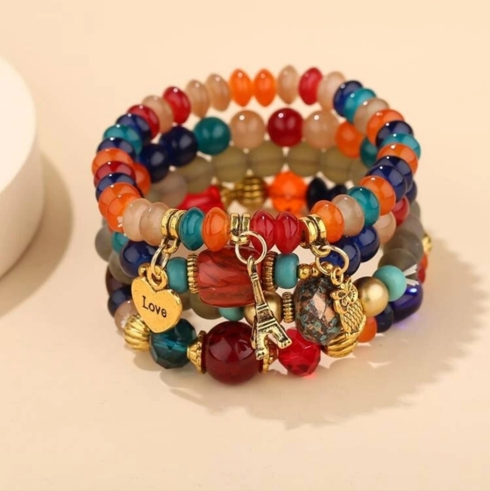 4pcs Colorful Beaded Bracelet